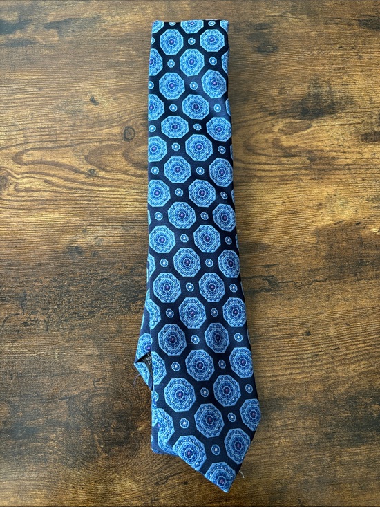 Other - Blue Geometric Medallion Silk Tie